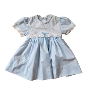 Vintage Alexis 1980s-1990s pastel blue and white frilly special occasion dress